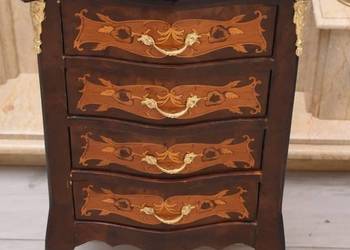 Komoda Intarsjowana Ludwik - Stolik Nocny Stolik z Szufladami - Uszkodzona