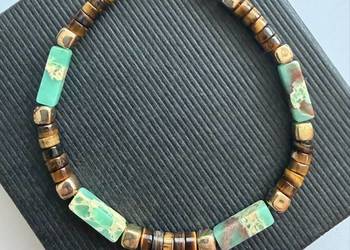 Bransoletka z kamieni tygrysie oko i jaspis cesarski