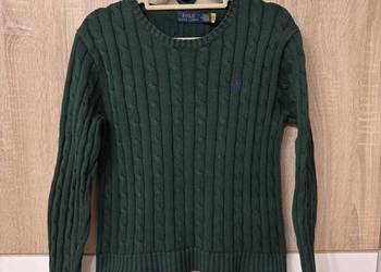Sweter Polo Ralph Lauren M 100% bawełna ciemnozielony damski warkocz luxury