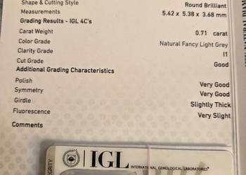 Diament naturalny 0.71 ct – certyfikat IGL – OKAZJA