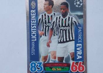 Karta srebrna błyszcząca Lichtsteiner i Evra Match Attax champions league