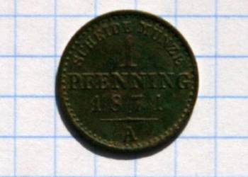 1 PFENNING ( 1 FENIG ) 1871 ROK ( A ) - KRÓLESTWO PRUS