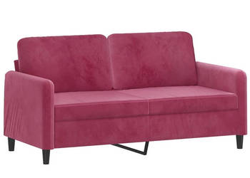 Sofa 2-osobowa winna czerwień 140 cm tapicerowana aksamitem WM-359446