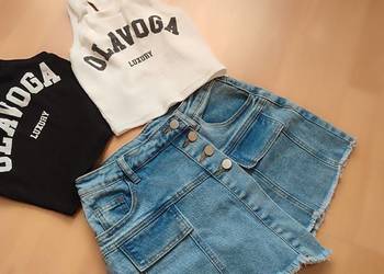 Zestaw 2 topy Denise Ola VOGA prążek + spódnico-spodenki NOWE bez metki