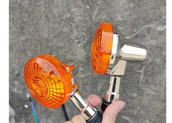 KIERUNKOWSKAZY CHROMOWANE Z HOMOLOGACJĄ DUŻE 2 SZT CHOPPER CRUISER CUSTOM