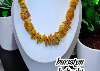 Korale z bursztynu, bursztyn bałtycki mleczne z bryłkami #284 Korale z bursztynu, bursztyn bałtycki mleczne z bryłkami #284