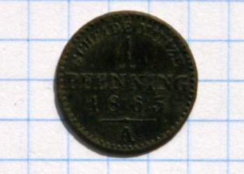 1 PFENNING ( 1 FENIG ) 1865 ROK ( A ) - KRÓLESTWO PRUS