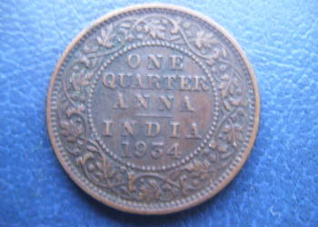 Stare monety 1/4 anna 1934 Indie Brytyjskie
