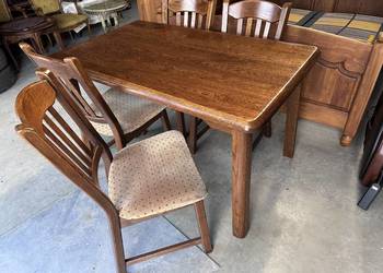 Dębowy stół +4 krzesła 100% lite drewno