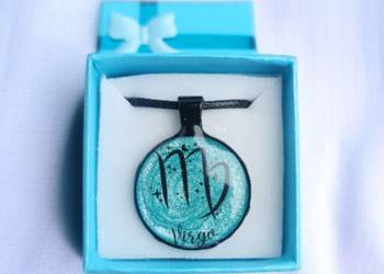 Turkusowy Naszyjnik z Żywicy, Znak Zodiaku Panna