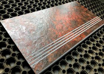 Płytka schodowa 30x60 stopnica INOX jak metal, rdza