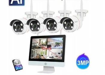 ZESTAW KAMER WIFI Z EKRANEM LCD 3MPX DYSK 1TB MIKROFON