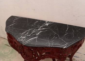 Stylowa Drewniana Konsola Pod Ścianę - Prezent Toaletka Styl Barokowy Mahoń