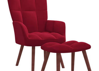 Fotel z podnóżkiem winna czerwień obity aksamitem WM-328067