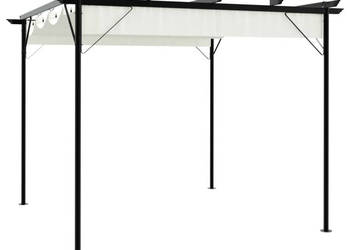 Pergola ze zwijanym dachem śmietankowa 3x3 m stalowa WM-49325