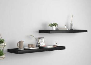 vidaXL Półki ścienne, 2 szt., czarne, 80 x 23,5 x 3,8 cm, MDF(SKU323836)