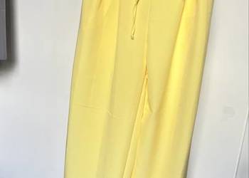 Spodnie z różą szwedy żółte banan uniwersalne wiskoza eleganckie