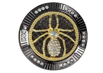 Czarny Młynek do Tytoniu Grinder Metalowy z Złoto-Srebrnym Pająkiem