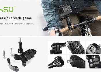 HSU Uchwyt na kierownicę do GoPro, 360 stopni uchwyt rowerowy ze stopu alum