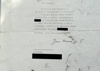 Oryginalny list z podpisem Jana Pawła II
