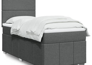 Łóżko kontynentalne z materacem ciemnoszara tkanina 80x200 cm WM-3293789