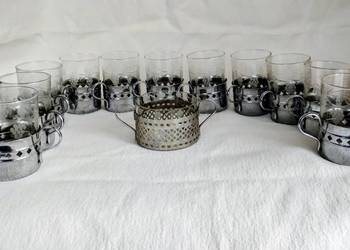 PRL. Zestaw Szklanek z Cukiernicą.