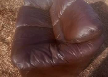 Sofa brązowa skórzana biała kremowa