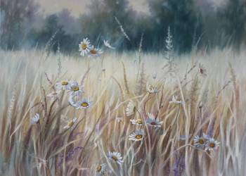 Gorąca Łąka, olejny ręcznie malowany, Lidia Olbrycht