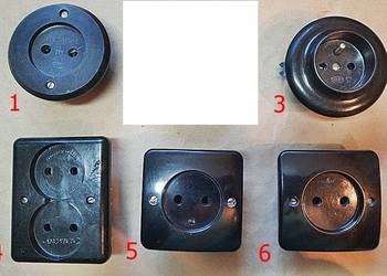 Gniazda, gniazdo podtynkowe okrągłe prostokątne  220 V z PRL