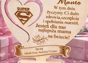 Personalizowana Drewniana Statuetka dla Taty Mamy Ślub Wesele