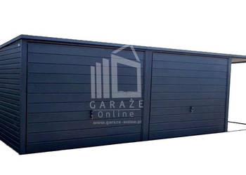 GARAŻ BLASZANY 6 x 5m spad tył 2x Brama drzwi antracyt ID94