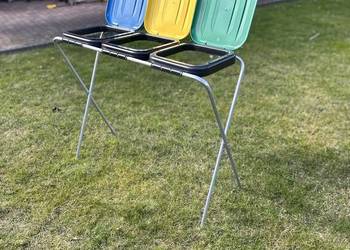 Stelaż na śmieci Stojak segregacja śmieci 3 worki metalowy kosz 120L NOWY