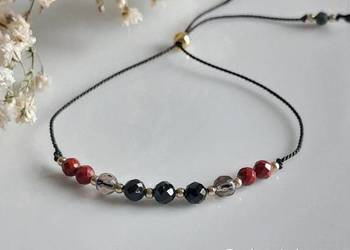 Bransoletka Ochrony Kamienie Naturalne Turmalin Jedwabny Sznurek