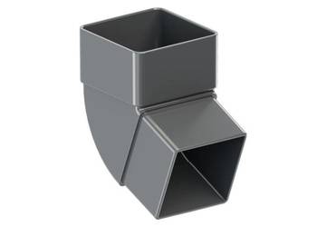 Krop PVC kolano rury spustowej kwadratowej 80x80 czarny RAL 9005