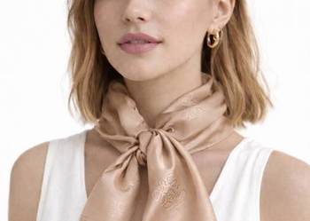 Apaszka ciemny beż wytłuszczany wzór 30 % jedwab 70 % wiskoza