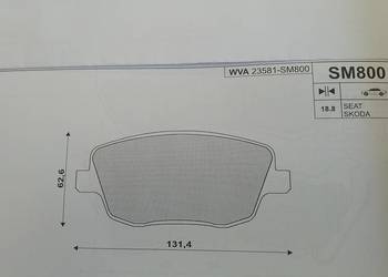 SM800 Klocki hamulcowe kpl. przód SEAT CORDOBA, CORDOBA VARIO, IBIZA III; S