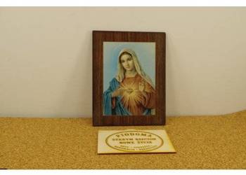 Obrazek religijny Matka Boska / Niepokalane Serce Maryi – ramka drewniana
