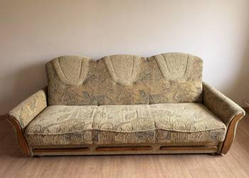 Kanapa Wersalka Rozkładana Sofa Wypoczynkowa Beżowa w Kwiaty Wygodna