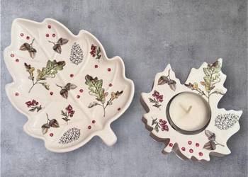 Komplet z gipsu ceramicznego, decoupage, rękodzieło