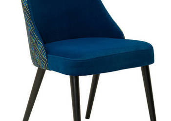 Krzesło Tapicerowane z Nadrukiem Loftowe - Niebieskie