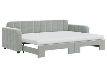 Sofa rozsuwana z materacami jasnoszara aksamit 80x200 cm WM-3196946