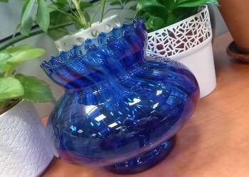 Wazon kobaltowy szklany prl vintage
