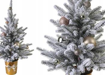 Choinka Ośnieżona Snow 95cm 100%PE LED Złota Donica