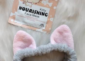 Zestaw do pielęgnacji twarzy maska i opaska kosmetyczna z uszami kota