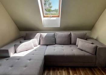 Duży narożnik z funkcją spania salon/sypialnia