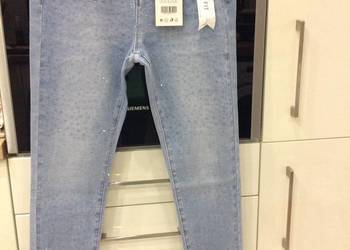 Spodnie Rurki Jeans Damskie rozm S/M Mieniące Krople NOWE