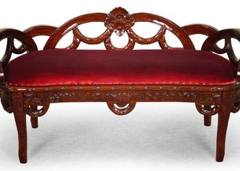 Stylowa Ławka rzeźbiona tapicerowana siedzisko 78241