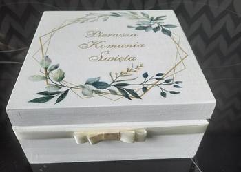 Pudełko komunijne z życzeniami handmade