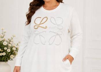 Bluza tunika bawełniana z kieszeniami i aplikacją cyrkonie biust 130cm
