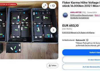 Baterie Bateria 16tkm Fisker Karma 2012 Moduł Akumulatorowy Hi-Voltage 1mg